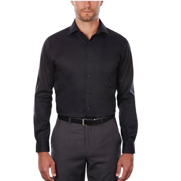 VAN HEUSEN BLACK WRINKLE FREE DRESS SHIRT REGULAR FIT FLEX COLLAR - 16 1/2 32/33 - Picture 1 of 12